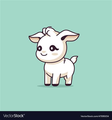 Cute Kawaii Goat Chibi Mascot Cartoon Style Vector Image