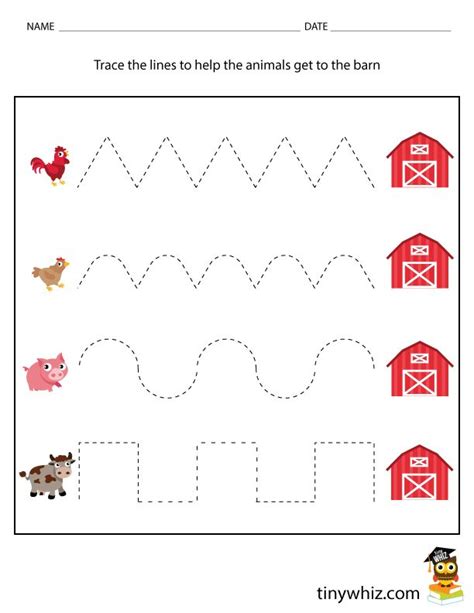 Free Printable Worksheets For Kids Trace Lines To Help The Animals Get