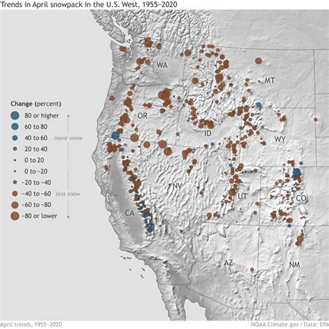 Large Declines In Snowpack Across The Us West Noaa