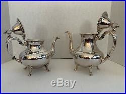 Vintage Wm Rogers Silverplate Tea Set Coffee Pot Serving Tray Creamer