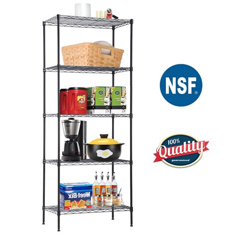 It is easy to customise the height of the shelves in this wheeled unit, which is smart as well as functional. 5-Wire Shelving Unit Steel Large Metal Shelf Organizer ...