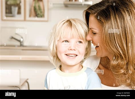 Mother Talking To Her Son Stock Photo Alamy