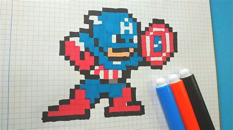 Como Dibujar Al Capitan America Pixel Art Tutorial Youtube