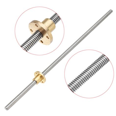 T10 Length 400mm Trapezoidal Lead Screw Lead 2mm With Brass Nut For Cnc