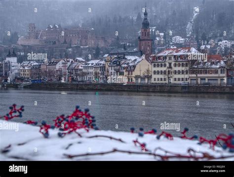 Heidelberg Old City With The Castle In Winter 5 Stock Photo Alamy