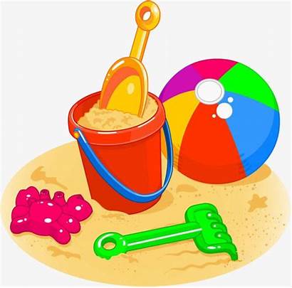 Beach Toys Ball Sand Clipart Cartoon Pail