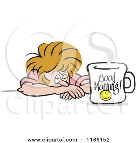 Morning coffee clipart free download! Cartoon of a Tired Woman Glaring at a Good Morning Coffee ...