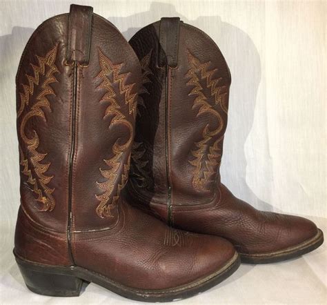 Abilene Mens Brown Leather Cowboy Western Boots With Vibram Soles Size