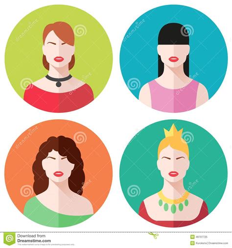 Female Faces Icons Set Stock Vector Illustration Of Business 46707725