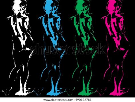 Pattern Image Nude Women Different Colors Stock Vector Royalty Free