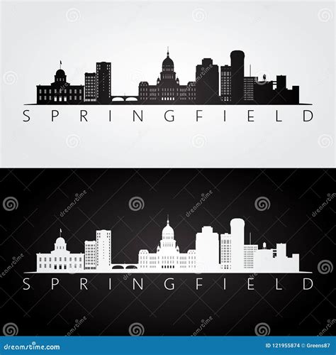 Skyline De Springfield, EUA E Silhueta Dos Marcos Ilustração do Vetor