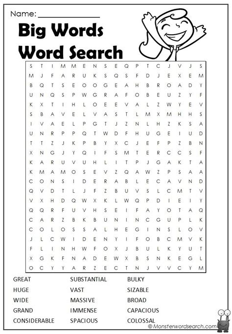 Big Words Word Search Big Words Kids Word Search Word Find