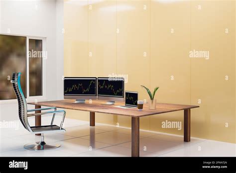 Trading Room And Working Of Business People 3d Illustration Rendering