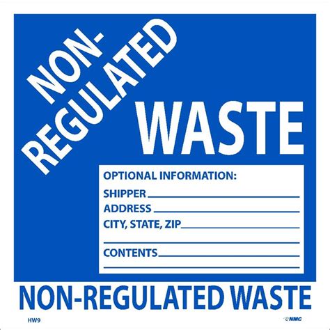 Hazardous Waste Container Label Non Regulated Waste Q