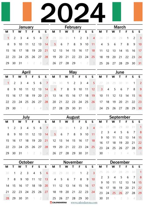 Calendar 2023 Ireland With Holidays Printable