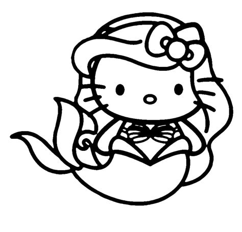 Cartoon Hello Kitty Mermaid Coloring Page Free Printable Coloring