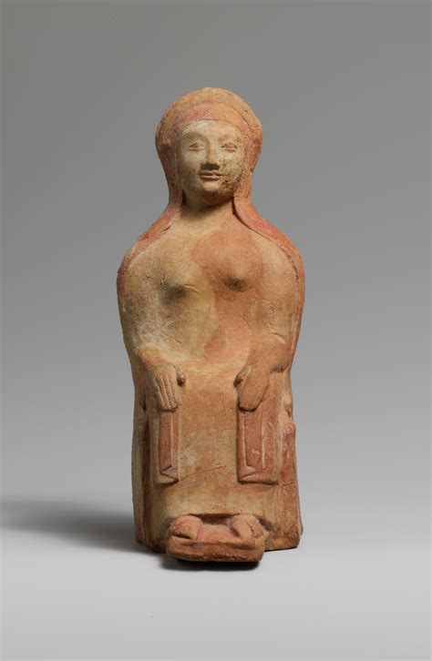 Terracotta Statuette Of A Seated Woman Greek Rhodian Late Archaic