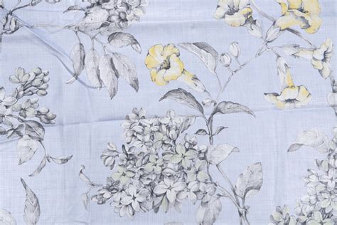 113 Yards Grey Watkins Merrimon Printed Linen Drapery Fabric In Light Blue