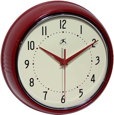Vintage italian chef wall clock. Retro Red Wall Clock by Infinity Instruments - Metal Wall ...