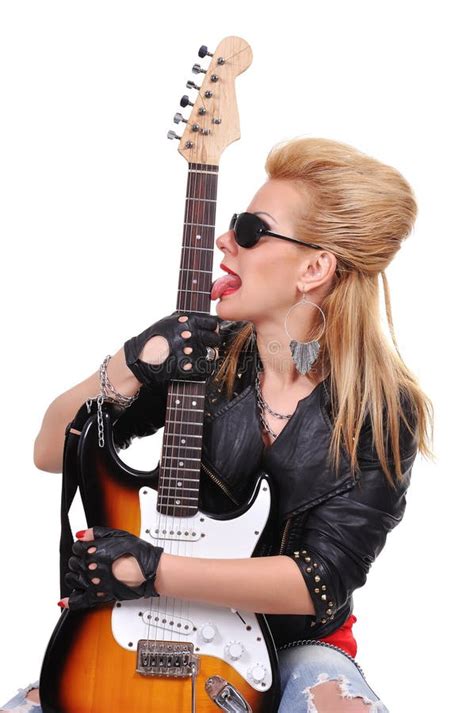 Girl Licking Guitar Stock Image Image Of Girl Play 41314147