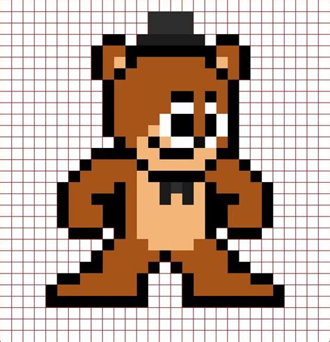 Freddy Fazbear Pixel Art Grid Fnaf Pixel Art