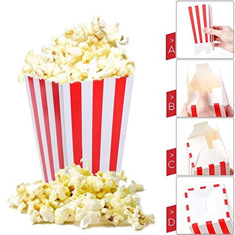 Red Striped Popcorn Boxes Carnival Parties Mini Paper Popcorn And