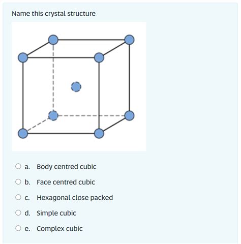 Solved Name This Crystal Structure O A Body Centred Cubic O