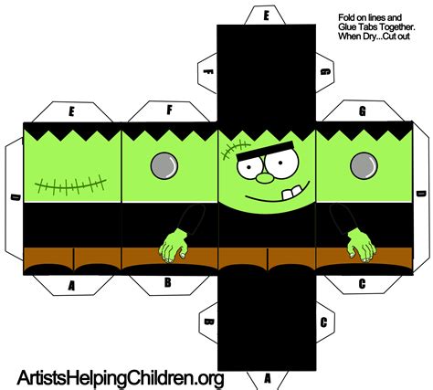 Frankenstein Foldable Paper Toy Craft For Halloween Kids Crafts