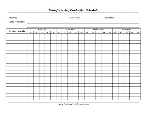 Manufacturing Production Schedule Template Download Printable Pdf