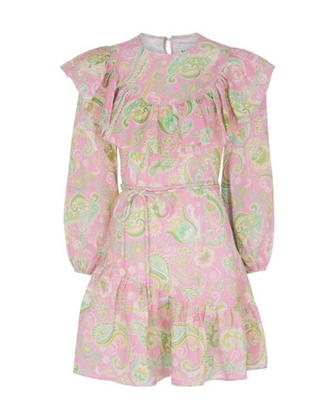 AlÉmais Marta Pink Printed Linen Mini Dress Lyst