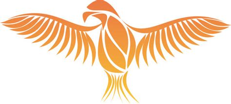 Flaming Phoenix Bird With Wide Spread Wings Vector Image