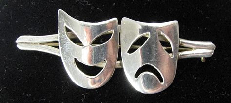 Vintage Comedy Tragedy Theater Mask Face Pin Brooch T Gem