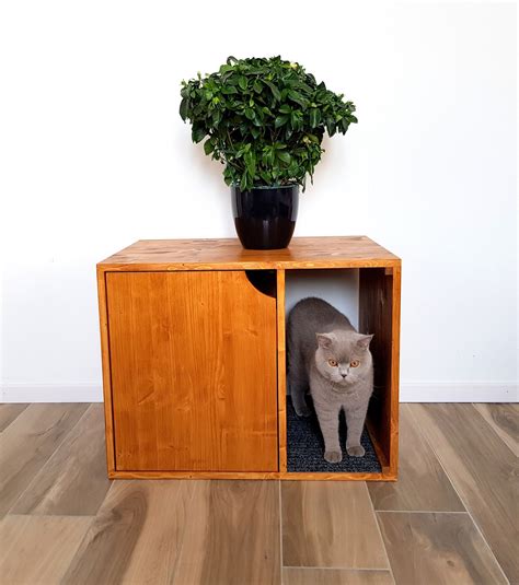 Cat Litter Box Cover Pet Furniture Cat House Modern Litter Etsy