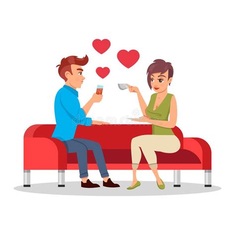 Date Loving Couple And Mobile Phone Stock Vector Illustration Of