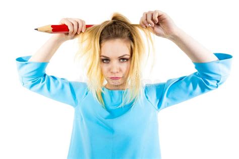 Woman Fixing Her Hair In School Stock Photo Image Of Study Haircare