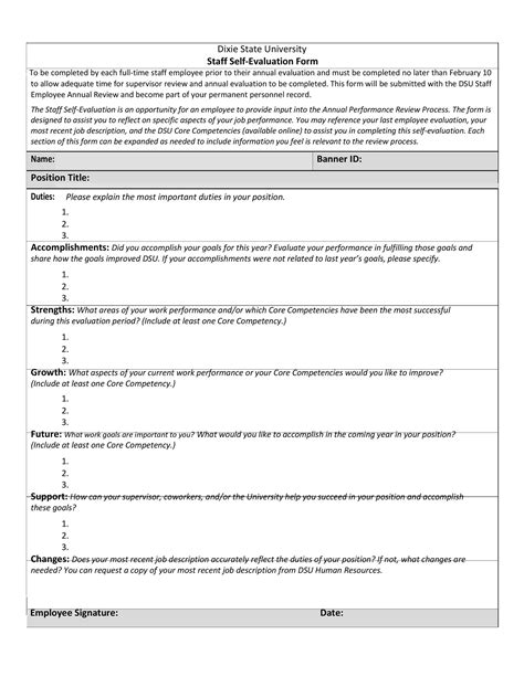 50 Self Evaluation Examples Forms And Questions Template Lab