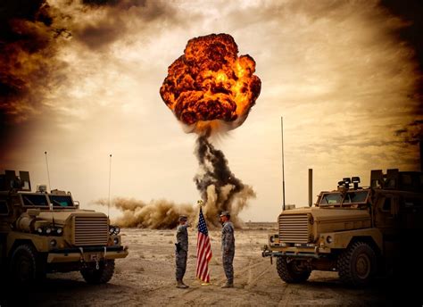 Soldiers Re Enlisting In Front Of A Massive Explosion Is One Of The