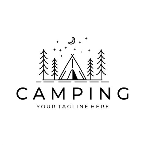 Camping logo línea arte simple minimalista vector ilustración plantilla