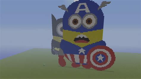 Minions Mc Speed Build Captain America Minecraft Pixel Art Youtube