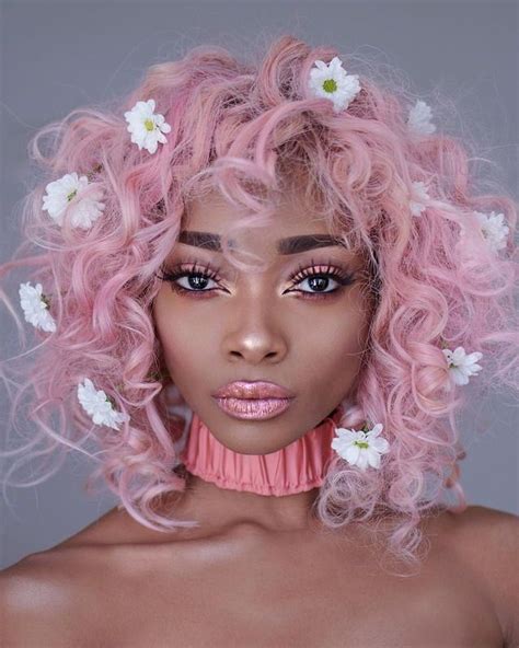 Pin By V I R G O On Black Beauty Inspiration Pink Hair Hair Styles Curly Hair Styles