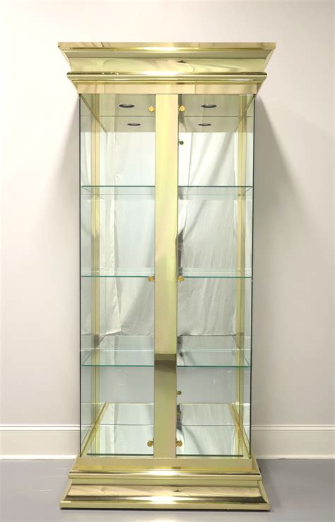 Vintage 20th Century Brass And Glass Curio Display Cabinet Etsy