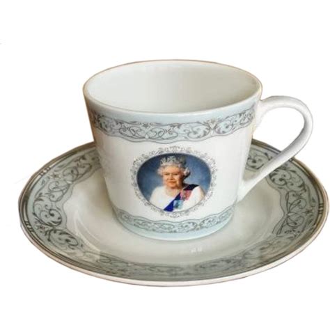 Queen Elizabeth II Platinum Jubilee 2022 Cup and Saucer Set Grey