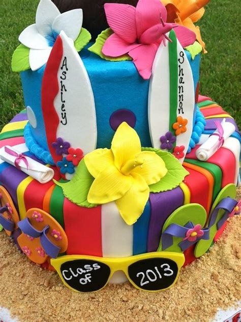 Hawaiian Graduation Cake By Tastymemoriescakes Cakesdecor