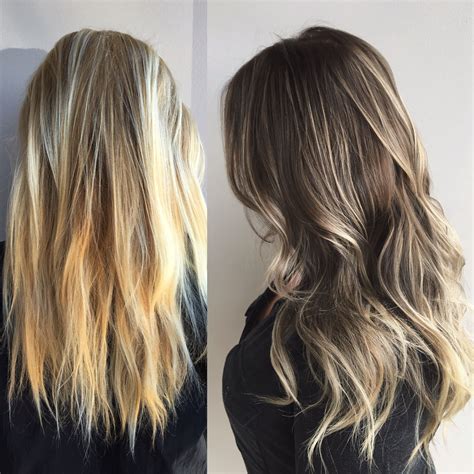 before and after blonde hair to brown hair blonde to brown secret vail hair extentions hair