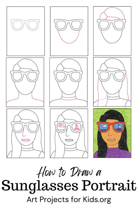 learn how to draw a sunglasses portrait with an easy step by step pdf tutorial howtodraw