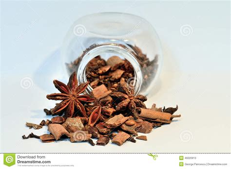 Spice Jar With Cloves Star Anise And Cinnamon Stock Image Image Of