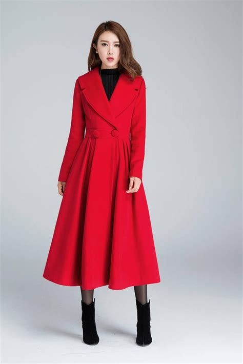 Wool Princess Coat Dress Coat 1950s Vintage Inspired Swing Coat Long
