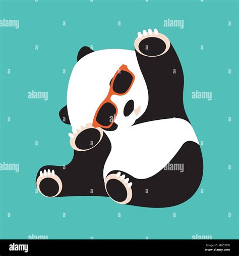 Panda Face In Glasses Vector Illustration Style Flat Stock Vector Image