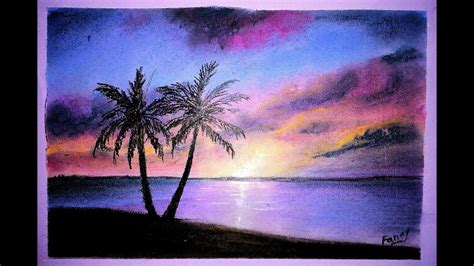 A Beautiful Landscape With Sea Beach Soft Pastel Drawing Drawing