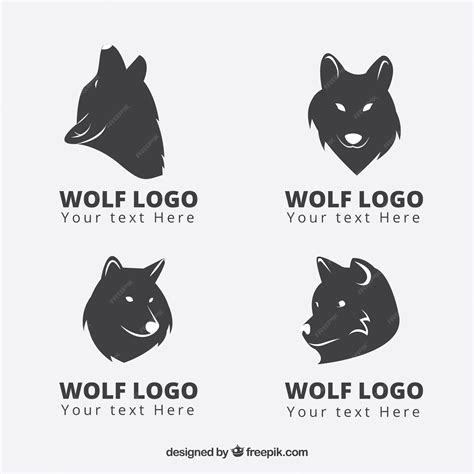 Free Vector Modern Black Wolf Logo Collection
